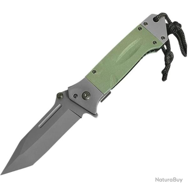 Couteau ElitEdge A/O Lame Acier 440C Manche G10 Vert Linerlock EE10A139GN
