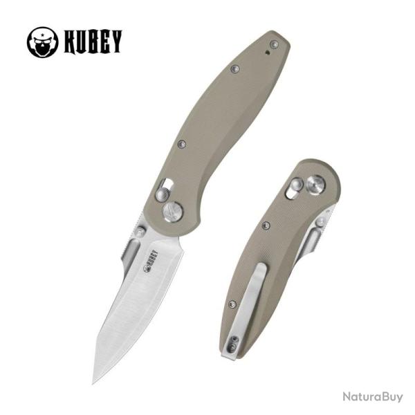 Couteau Kubey Minor Lame Acier San Mai M2 Manche G10 Tan Crossbar Lock KUB422B
