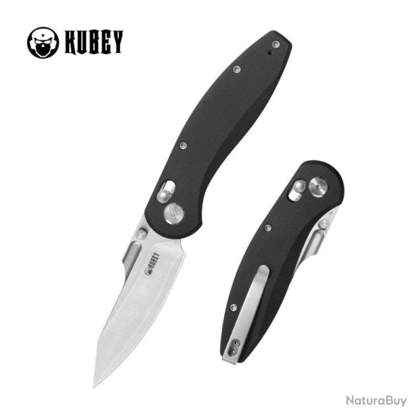 Couteau Kubey Minor Lame Acier San Mai M2 Manche G10 Noir Crossbar Lock KUB422A
