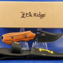 Couteau Fixe Elk Ridge Fixe Pakkawood Lame Acier Acier Inoxydable Manche Pakkawood Marron ER562WD