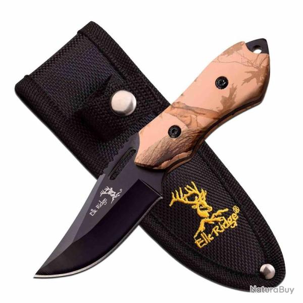 Couteau Elk Ridge Fixe Camo Rose Lame Acier Acier Inoxydable Manche Pakkawood Camouflage ER562BC