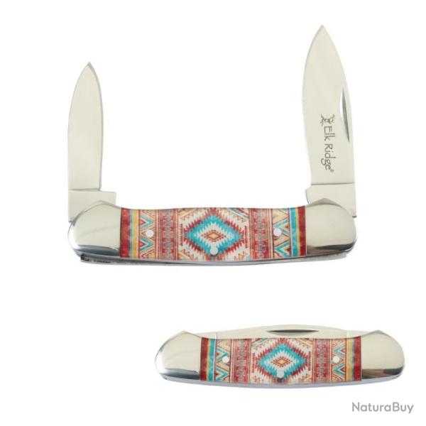 Couteau Elk Ridge Canoe Orange SW Lame Acier 3Cr13 Manche Acrylique Orange Southwest ER42454OR