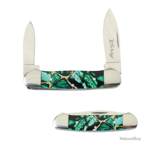 Couteau Pliant Elk Ridge Canoe Vert Fonc� Lame Acier 3Cr13 Manche Acrylique Vert Fonc� ER42454DG