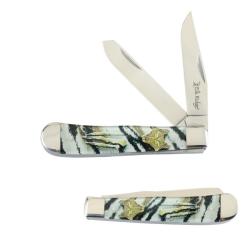 Couteau Pliant Elk Ridge Trappeur Noir/Blanc Lame Acier 3Cr13 Manche Acrylique Noir et Blanc