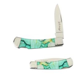 Couteau Pliant Elk Ridge Vert Clair Lame Acier 3Cr13 Manche Acrylique Vert Clair Lockback ER42451LG