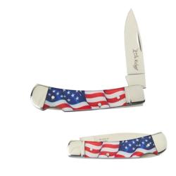 Couteau Pliant Elk Ridge Drapeau Lame Acier 3Cr13 Manche Acrylique motif Drapeau Lockback ER42451AF