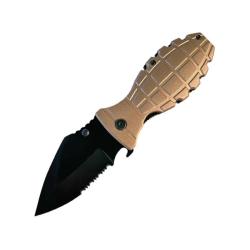 Couteau ElitEdge Grenade A/O Lame Acier Inoxydable Manche Aluminium Grenade Sable Linerlock