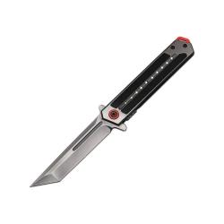 Couteau ElitEdge A/O Lame Acier Inoxydable Manche Inox Gris, Insert G10 Noir Linerlock EE10A131GYRT