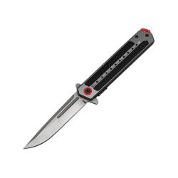 Couteau ElitEdge A/O Lame Acier Inoxydable Manche Inox Gris, Insert G10 Noir Linerlock EE10A131GYRC
