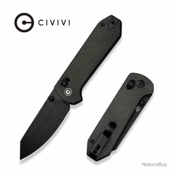 Couteau Civivi Yonder Lame Acier 14C28N Manche Micarta Vert Crossbar Lock C23073B1CP