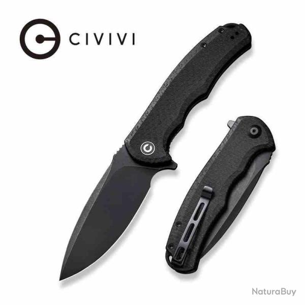 Couteau Civivi Praxis Lame Acier 9Cr18MoV Manche Micarta Noir Liner Lock C803GCP