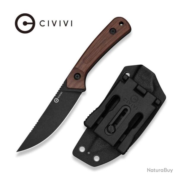 Couteau Fixe Civivi Carveth Lame Acier AEB-L Manche Bois Guibourtia CIVC250403