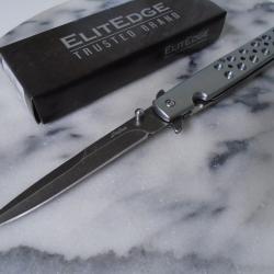 Couteau ElitEdge A/O Lame Acier Inoxydable Manche Aluminium Argent Linerlock EE10A128SL