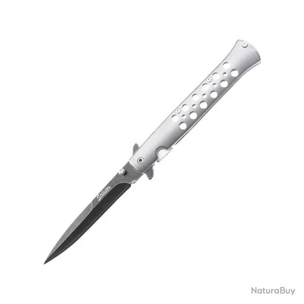 Couteau ElitEdge A/O Lame Acier Inoxydable Manche Aluminium Argent Linerlock EE10A128SL