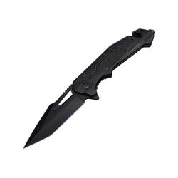 Couteau ElitEdge Rescue A/O Lame Acier 440C Manche Inox Noir, Insert G10 Noir Linerlock EE10A117BKG