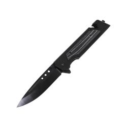 Couteau ElitEdge A/O Lame Acier 3Cr13 Manche Inox Noir, Insert Micarta Noir Linerlock EE10A116BKMA
