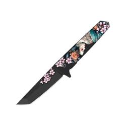 Couteau ElitEdge Flower Maiko A/O Lame Acier 420C Manche ABS Linerlock EE10A102MKG