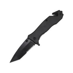 Couteau ElitEdge Rescue A/O Lame Acier Inoxydable Manche ABS Noir Linerlock EE10870BK