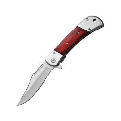 Couteau ElitEdge A/O Lame Acier Inoxydable Manche Bois Marron Linerlock EE10009MSW