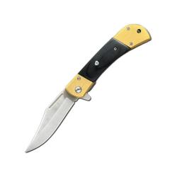 Couteau ElitEdge A/O Lame Acier Inoxydable Manche Pakkawood Noir Linerlock EE10009MGB