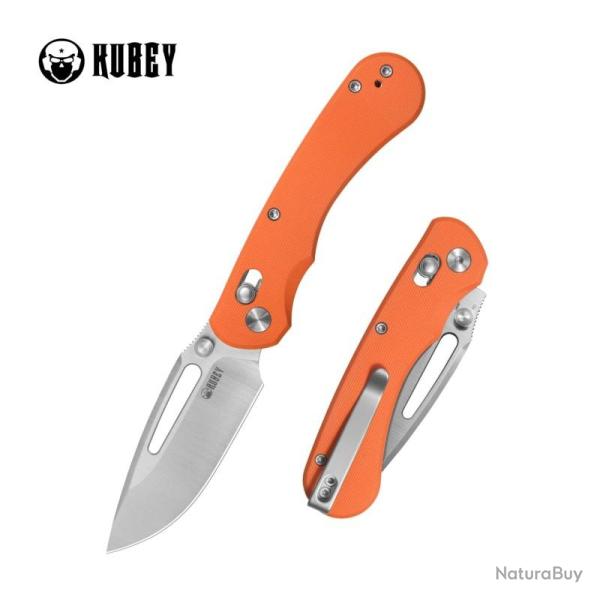 Couteau Kubey Stalker Lame Acier D2 Manche G10 Orange Crossbar Lock KUB504B