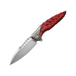 Couteau Rike Knife Thor 7 Lame Acier 154CM Manche G10 Noir/Rouge Frame Lock RKTHOR7TIG10BR