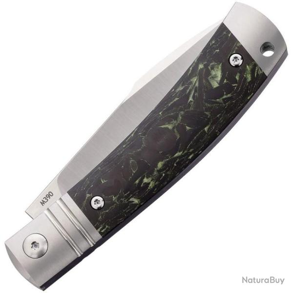 Couteau de Poche Rike Knife KD01 Lame Acier M390 Manche Fibre de Carbone Verte RKKD01GRNCF