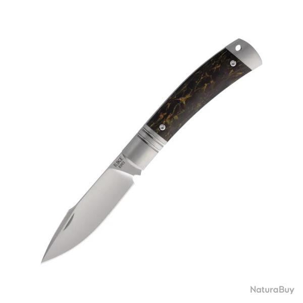 Couteau de Poche Rike Knife KD01 Lame Acier M390 Manche Fibre de Carbone Or/Noir RKKD01GCF