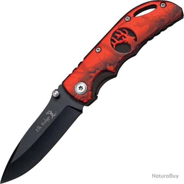 Couteau Elk Ridge Camo Rouge Lame Acier 3Cr13 Manche Aluminium Camouflage Rouge Linerlock ER134RCB