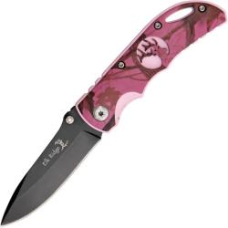 Couteau Elk Ridge Linerlock Rose Lame Acier 3Cr13 Manche Aluminium Camouflage Rose Linerlock ER134PC