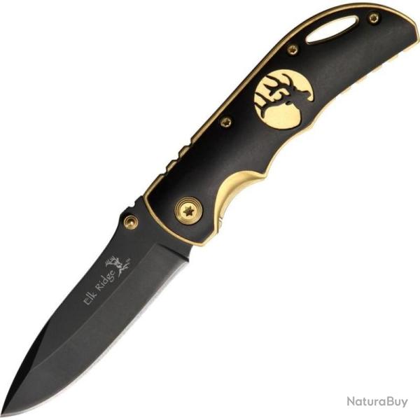 Couteau Elk Ridge Linerlock Noir/Or Lame Acier 3Cr13 Manche Aluminium Noir et Or Linerlock ER134