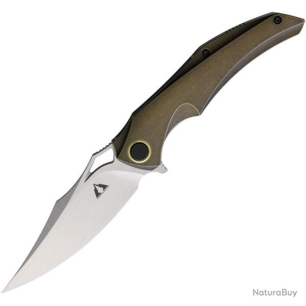 Couteau CMB Made Knives Prowler Framelock Bronze Manche Titane Lame Acier M390 Etui CMB02C