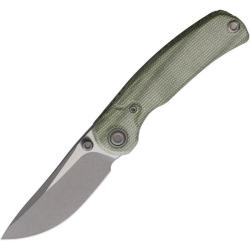 Couteau Kizer Pioneer Lame Acier 14C28N Clip Point Manche Micarta Vert Liner Lock KIZXFK03M4