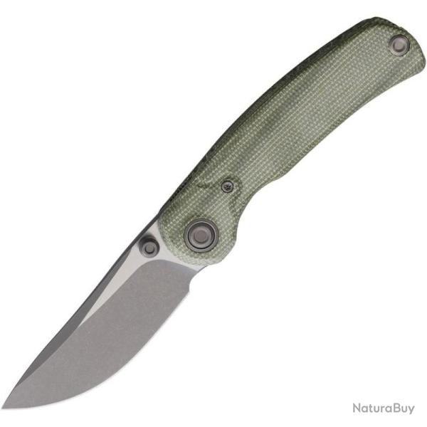 Couteau Kizer Pioneer Lame Acier 14C28N Clip Point Manche Micarta Vert Liner Lock KIZXFK03M4