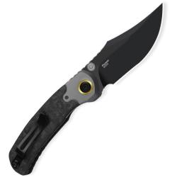 Couteau Kizer Pioneer Lame Acier M390 DLC Clip Point Manche Titane/Carbone Marbr&eacute; Liner KIZXFK03A1