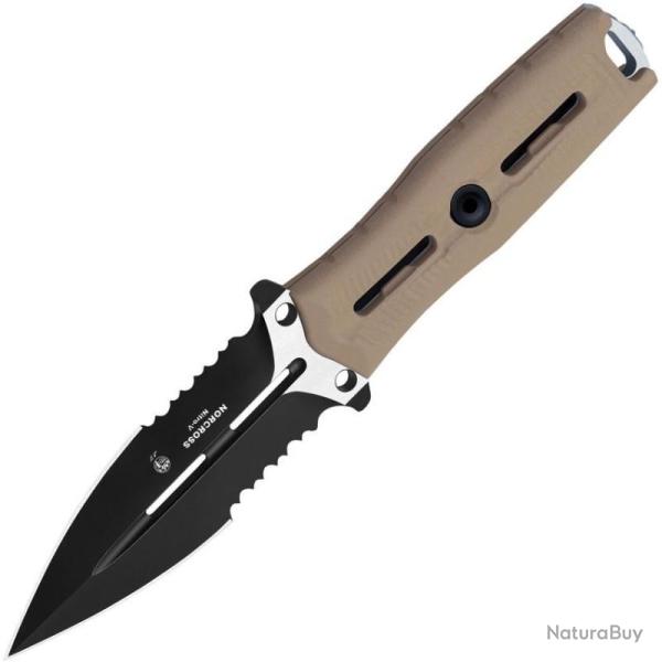 Couteau Kizer Norcross Lame Acier Nitro-V PVD Spear Point Double Tranchant Manche G10 Tan KIZXFB01A3