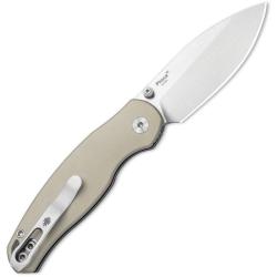 Couteau Kizer Phoca BD Lame Acier 14C28N Drop Point Manche Aluminium Sable Button Liner KIV3781BDA2