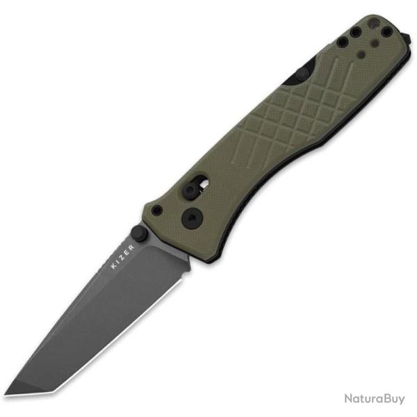 Couteau de Secours Kizer Aegis T Lame Acier AEB-L Tanto Manche G10 Vert Olive Clutch KIV3774CTA2