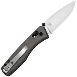 Couteau Kizer Aegis Lame Acier AEB-L Drop Point Manche Aluminium Gris Clutch Lock KIV3774A4