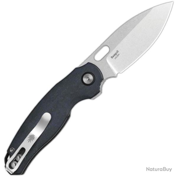 Couteau Kizer Seagull Lame Acier 14C28N Drop Point Manche Richlite Bleu Liner Lock KIV3770A2