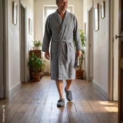 Chaussons Homme &agrave; Scratch Carn Gris - Made in France 42