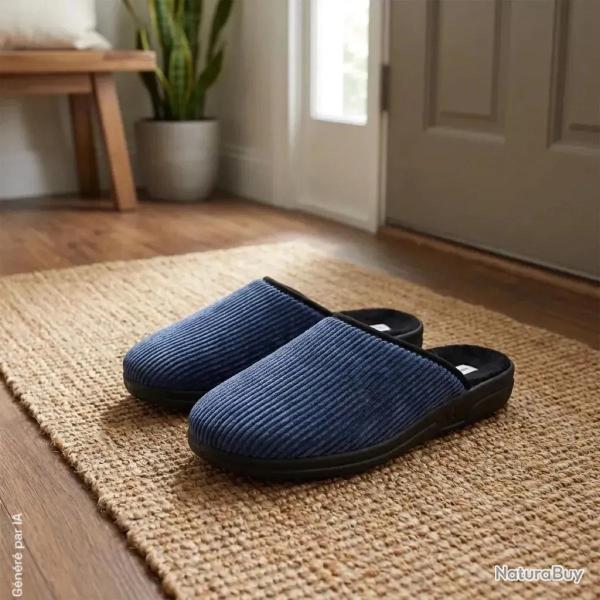Chaussons Mules Clot Bleus - Made in France 40
