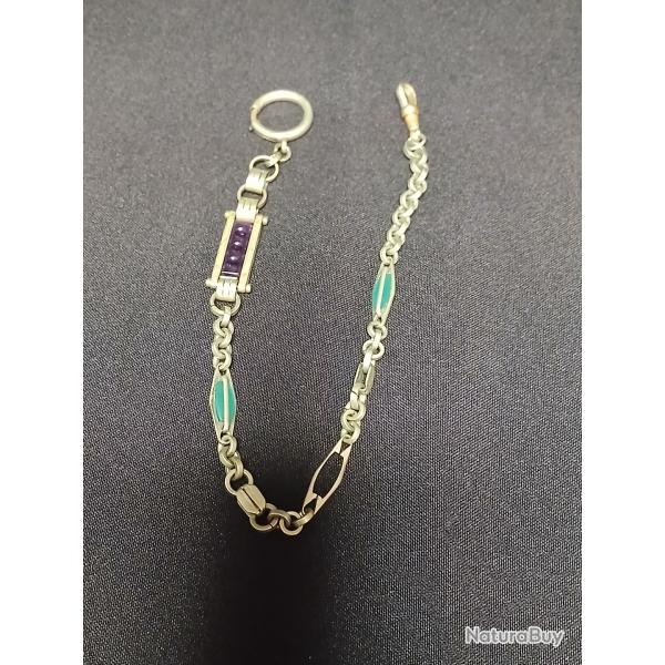 Ancienne cha�ne de montre gousset p�riode Art Nouveau Edouardienne (1900-1915)