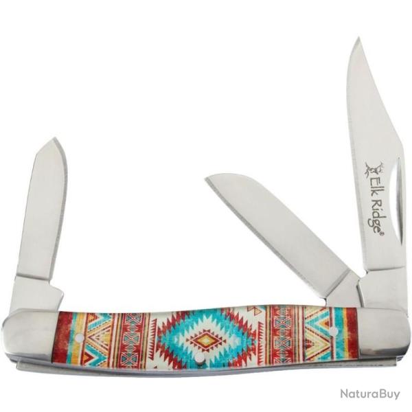 Couteau Elk Ridge Stockman Orange Southwest Lame Acier 3Cr13 Manche Acrylique Slip Joint ER42453OR