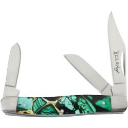 Couteau Elk Ridge Stockman Dark Green Lame Acier 3Cr13 Manche Acrylique Slip Joint ER42453DG
