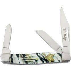 Couteau Elk Ridge Stockman Black White Lame Acier 3Cr13 Manche Acrylique Slip Joint ER42453BK