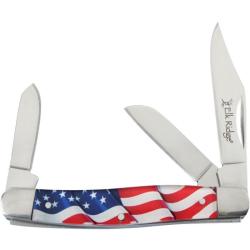 Couteau Elk Ridge Stockman American Flag Lame Acier 3Cr13 Manche Acrylique Slip Joint ER42453AF