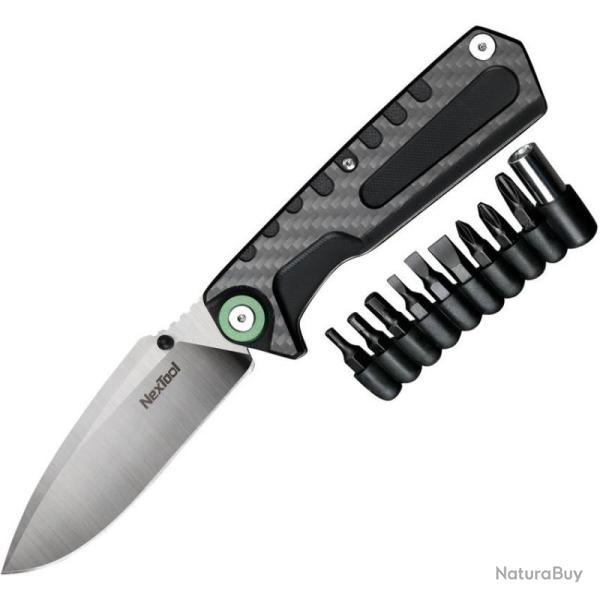 Couteau Pliant Nextool Linerlock Lame Acier Inoxydable Manche G10 Noir NTL20021
