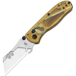 Couteau Kizer Drop Bear Utility Lame Acier SK5 Trap&eacute;zo&iuml;dale Manche PEI Jaune Clutch Lock KIV3619JA4
