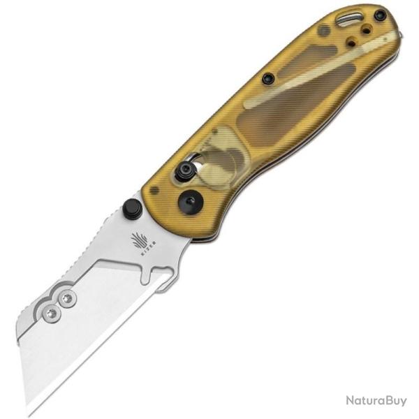 Couteau Kizer Drop Bear Utility Lame Acier SK5 Trap�zo�dale Manche PEI Jaune Clutch Lock KIV3619JA4